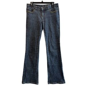 Michael‎ Kors Boot CutDenim Dark Wash Studded Blue Jeans Size 10 NO SIZE TAG